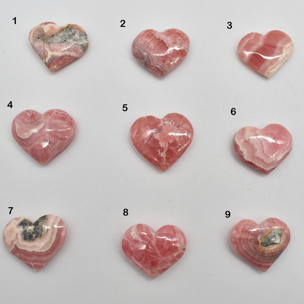 Rhodochrosite Crystal Heart from Argentina - 1 Count - 9 Choices
