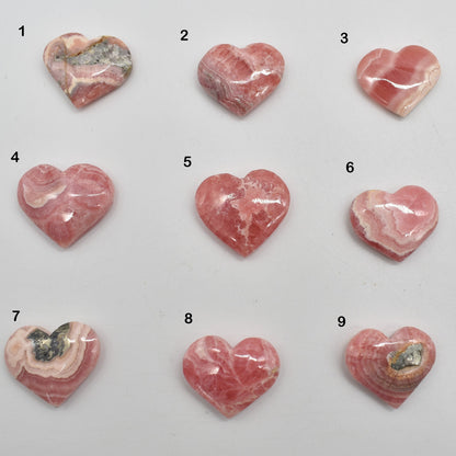 Rhodochrosite Crystal Heart from Argentina - 1 Count - 9 Choices