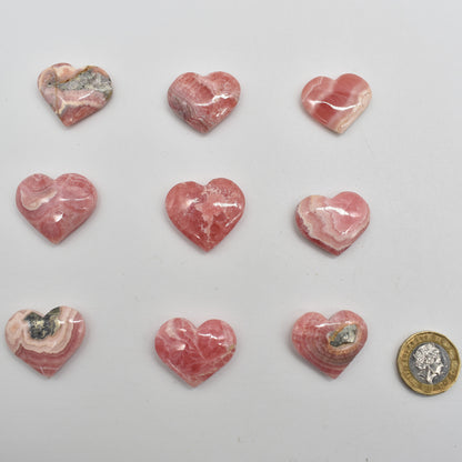 Rhodochrosite Crystal Heart from Argentina - 1 Count - 9 Choices