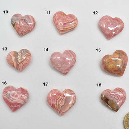 Rhodochrosite Crystal Heart from Argentina - 1 Count - 9 Choices