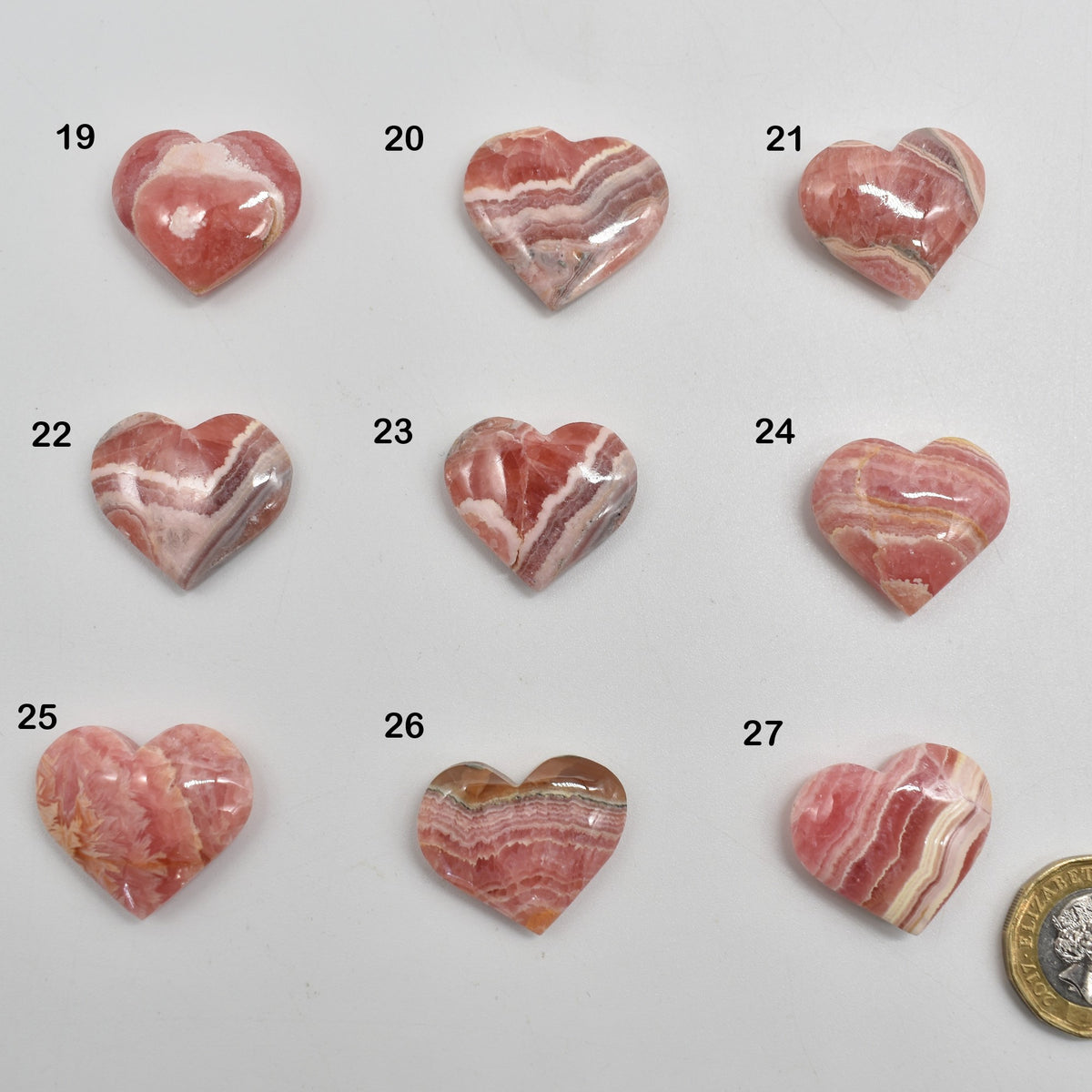Rhodochrosite Crystal Heart from Argentina - 1 Count - 9 Choices