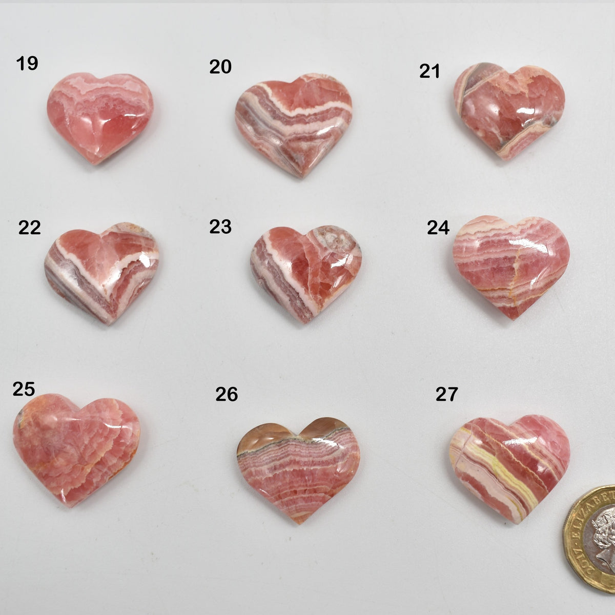 Rhodochrosite Crystal Heart from Argentina - 1 Count - 9 Choices