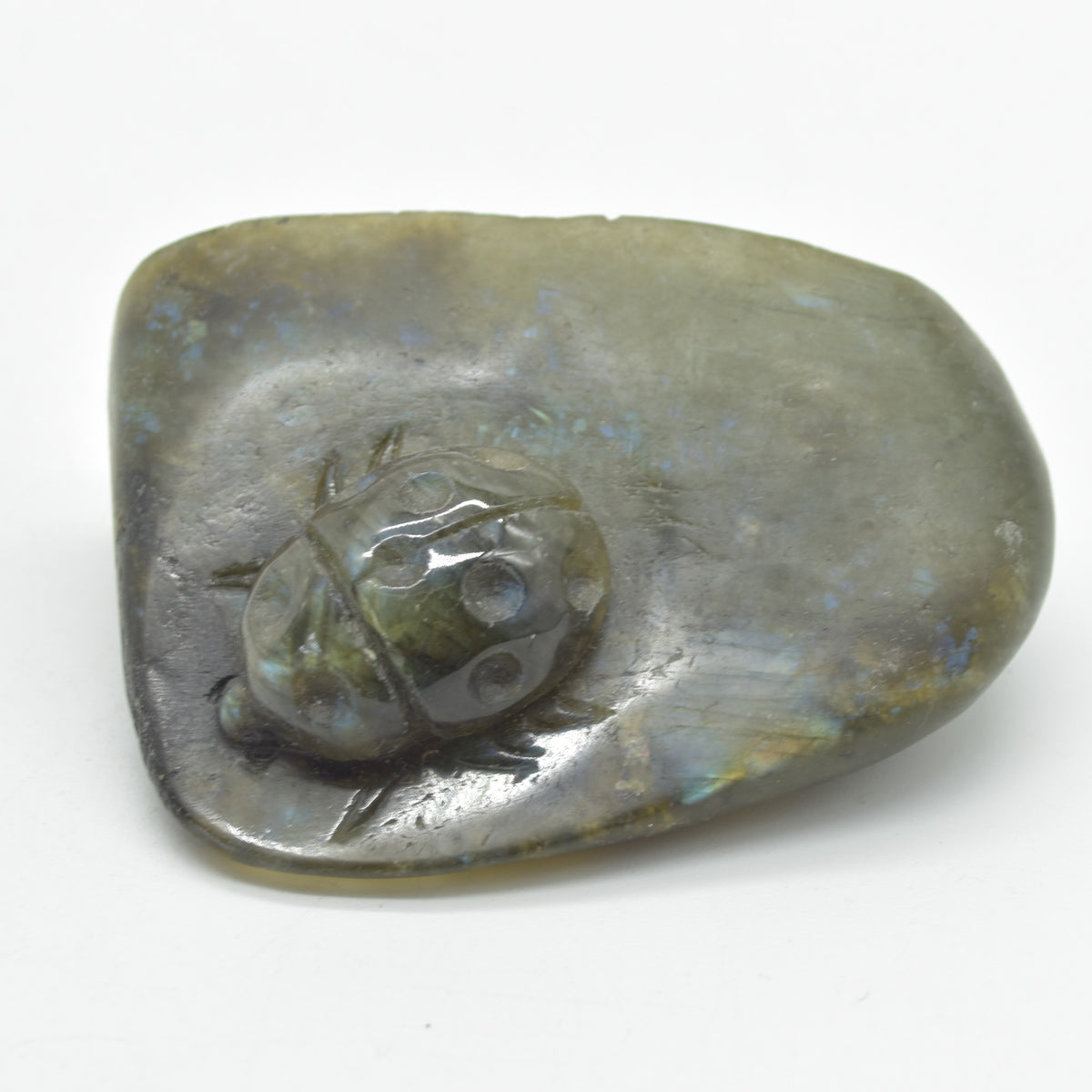 Labradorite Crystal Carving Ladybird Bug on Rock - 140 grams - #04