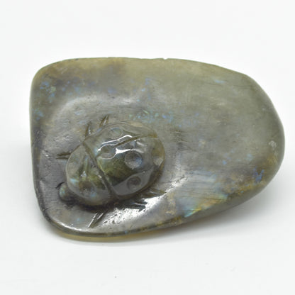 Labradorite Crystal Carving Ladybird Bug on Rock - 140 grams - #04