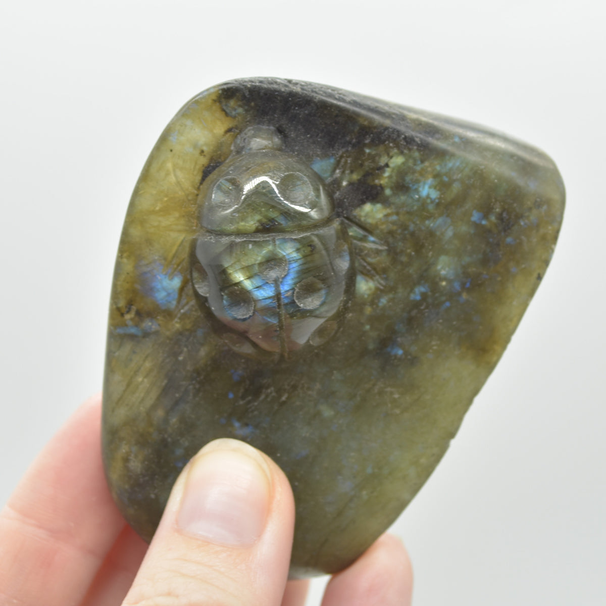 Labradorite Crystal Carving Ladybird Bug on Rock - 140 grams - #04