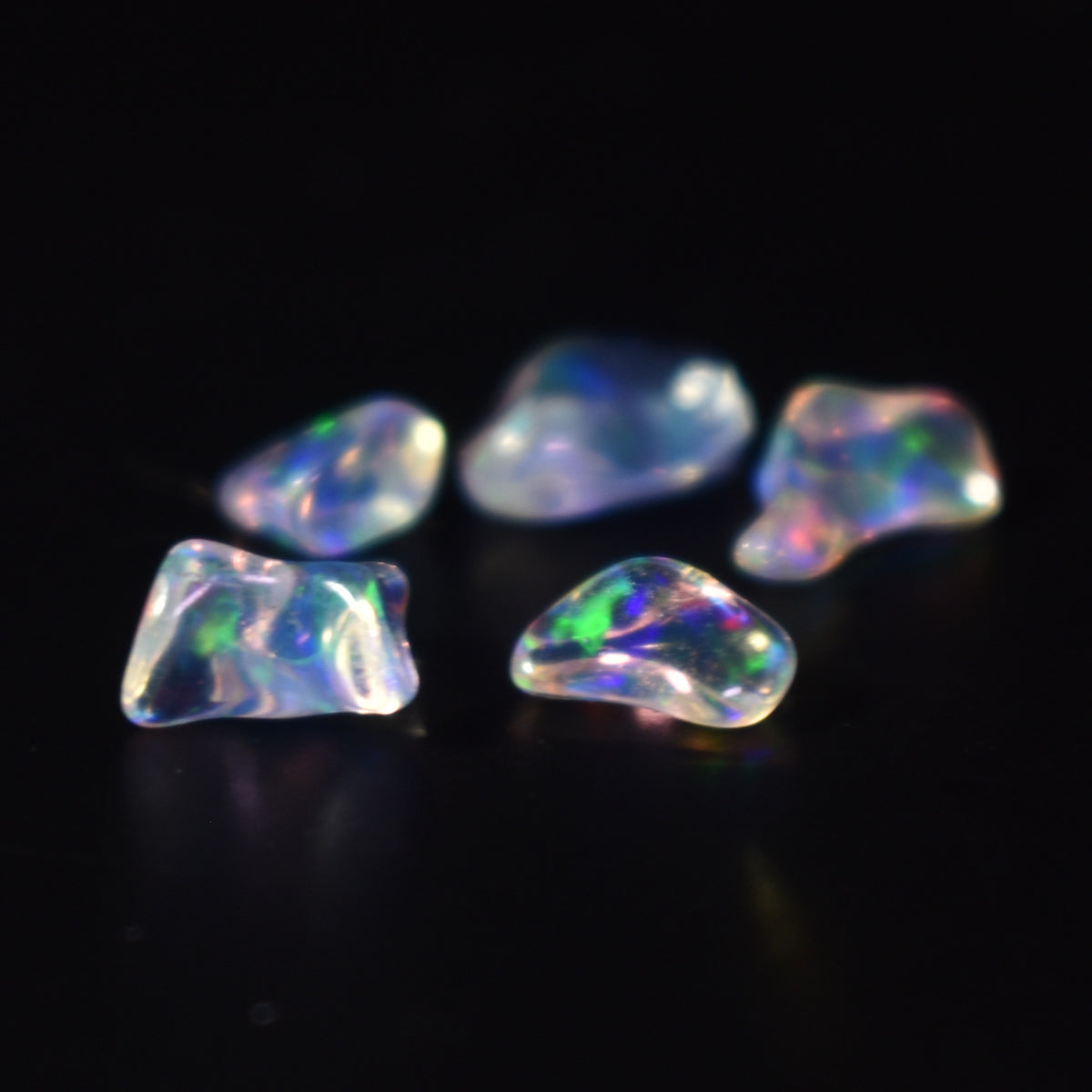 Mexican Polished Fire Contraluz Opal Chips, Stones - 5 Count - 2.1ct - #16
