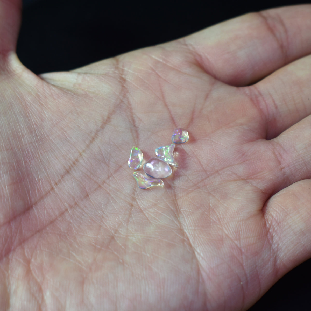 Mexican Polished Fire Contraluz Opal Chips, Stones - 5 Count - 2.1ct - #16