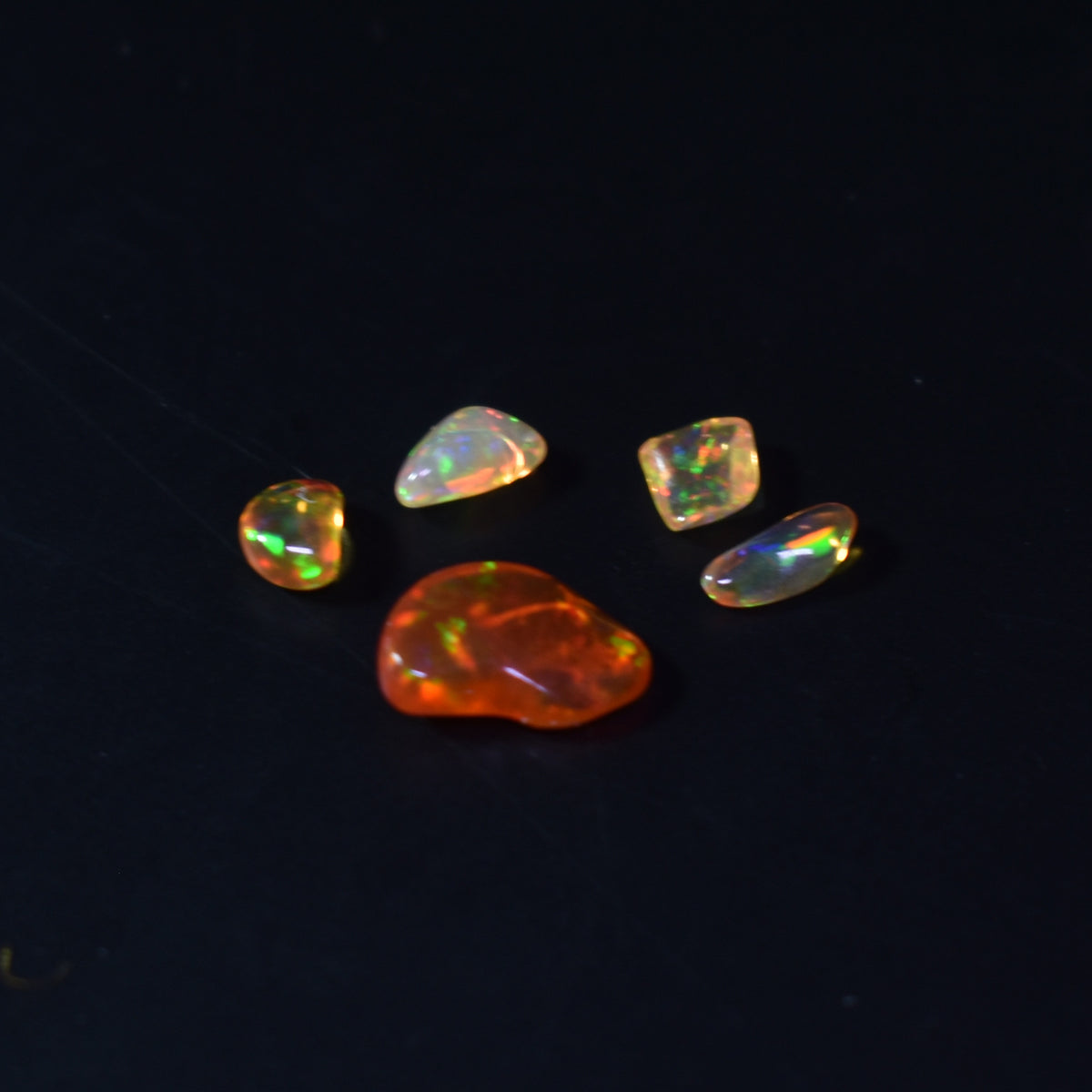 Mexican Polished Fire Contraluz Opal Chips, Stones - 5 Count - 2.1ct - #17