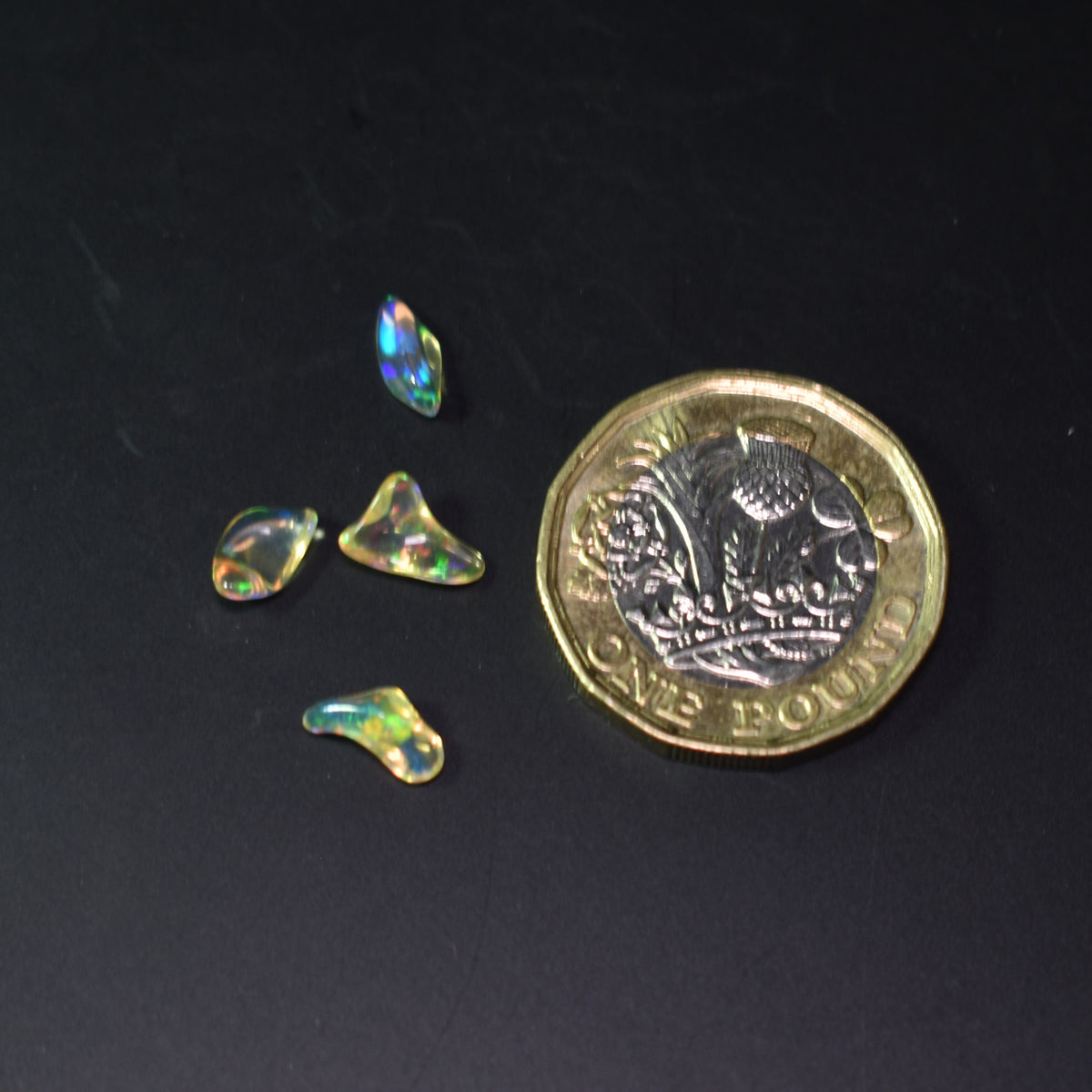 Mexican Polished Fire Contraluz Opal Chips, Stones - 4 Count - 1.5ct - #20
