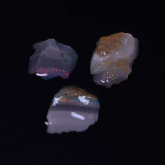 Mintabie Black Raw Rough Opals - 3 Count - Specimen from South Australia, 9.7ct weight #39