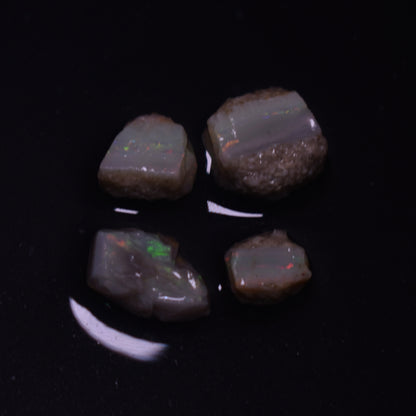 Mintabie Semi-Black Raw Rough Opals - 4 Count - Specimen from South Australia, 17.55ct weight #43