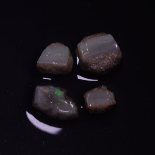 Mintabie Semi-Black Raw Rough Opals - 4 Count - Specimen from South Australia, 17.55ct weight #43