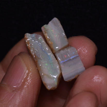 Mintabie Semi-Black Raw Rough Opals - 3 Count - Specimen from South Australia, 20.25ct weight #44