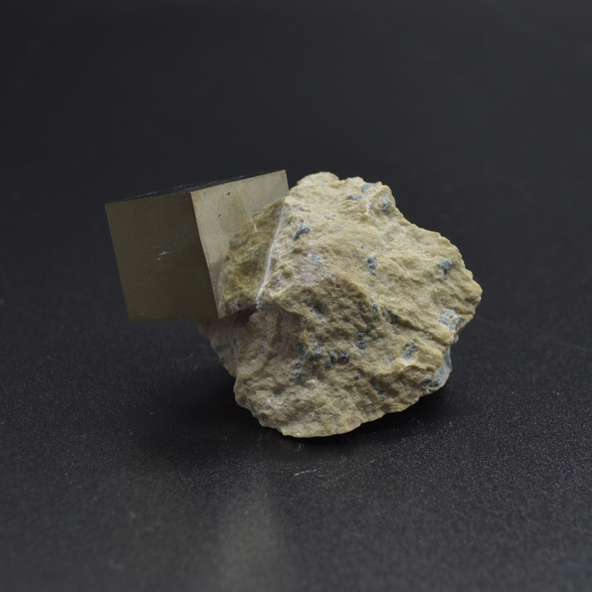 Pyrite Natural Crystal Cube Cluster in Basalt from Navajun, Spain, Fools Gold, 66 grams #01