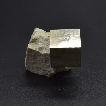 Pyrite Natural Crystal Cube Cluster in Basalt from Navajun, Spain, Fools Gold, 66 grams #01