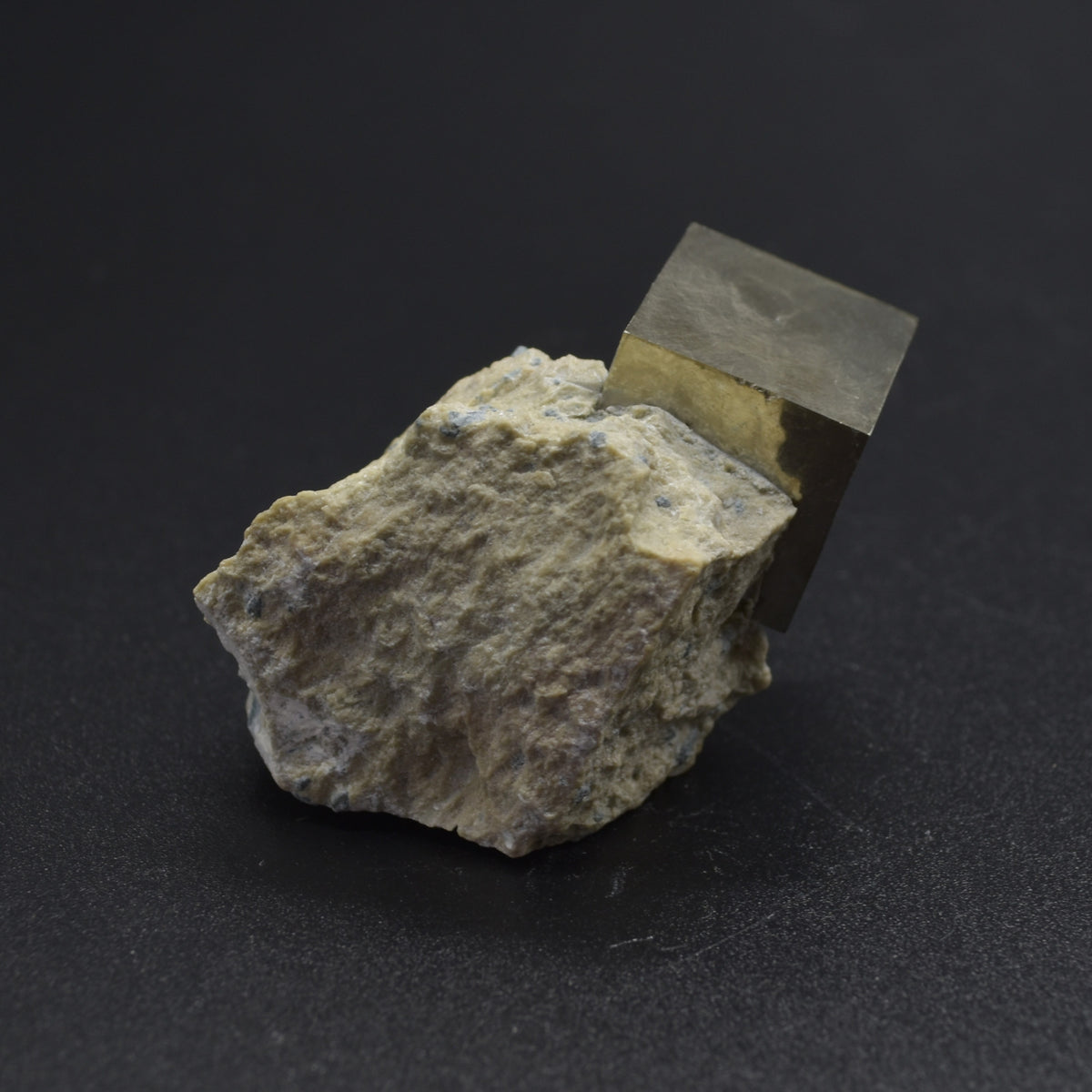 Pyrite Natural Crystal Cube Cluster in Basalt from Navajun, Spain, Fools Gold, 66 grams #01