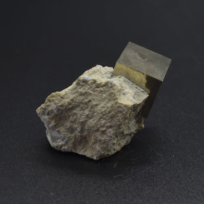 Pyrite Natural Crystal Cube Cluster in Basalt from Navajun, Spain, Fools Gold, 66 grams #01