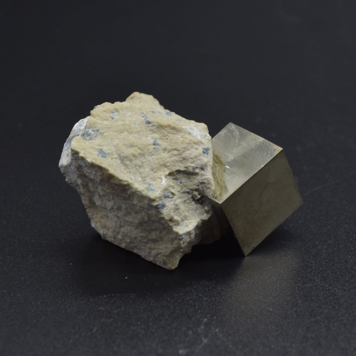 Pyrite Natural Crystal Cube Cluster in Basalt from Navajun, Spain, Fools Gold, 66 grams #01