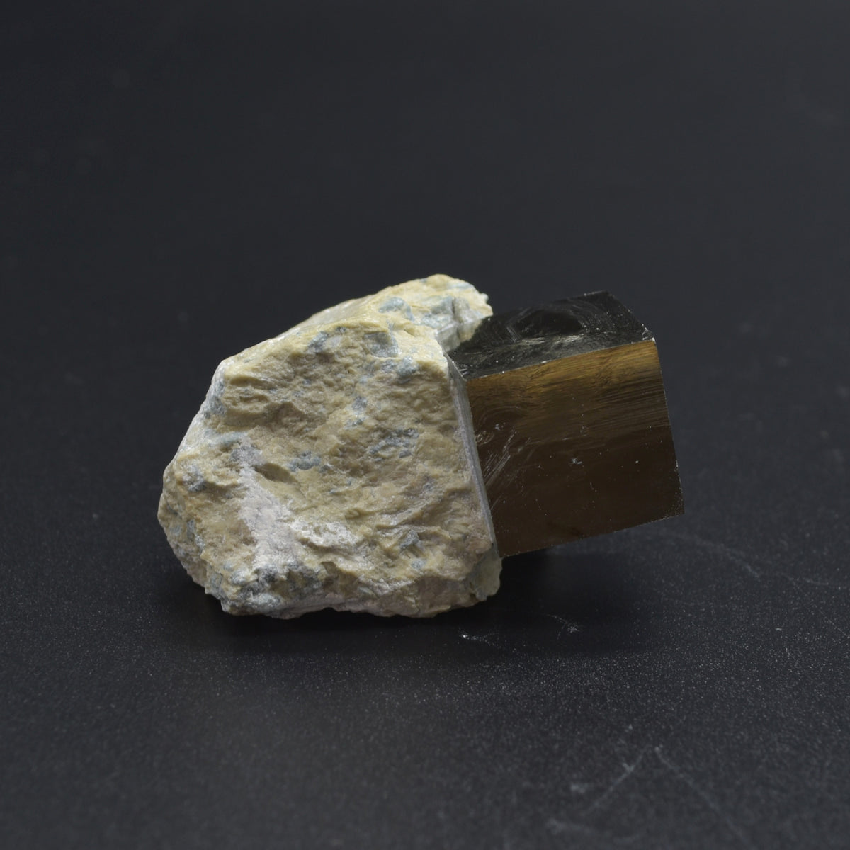 Pyrite Natural Crystal Cube Cluster in Basalt from Navajun, Spain, Fools Gold 64 grams #02
