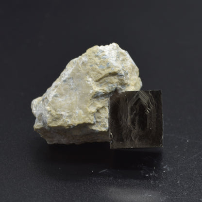 Pyrite Natural Crystal Cube Cluster in Basalt from Navajun, Spain, Fools Gold 64 grams #02