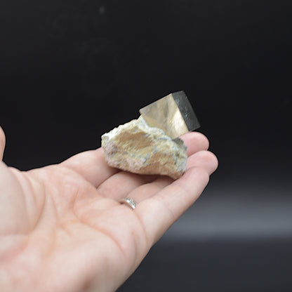 Pyrite Natural Crystal Cube Cluster in Basalt from Navajun, Spain, Fools Gold 64 grams #02