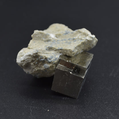 Pyrite Natural Crystal Cube Cluster in Basalt from Navajun, Spain, Fools Gold, 56 grams #18