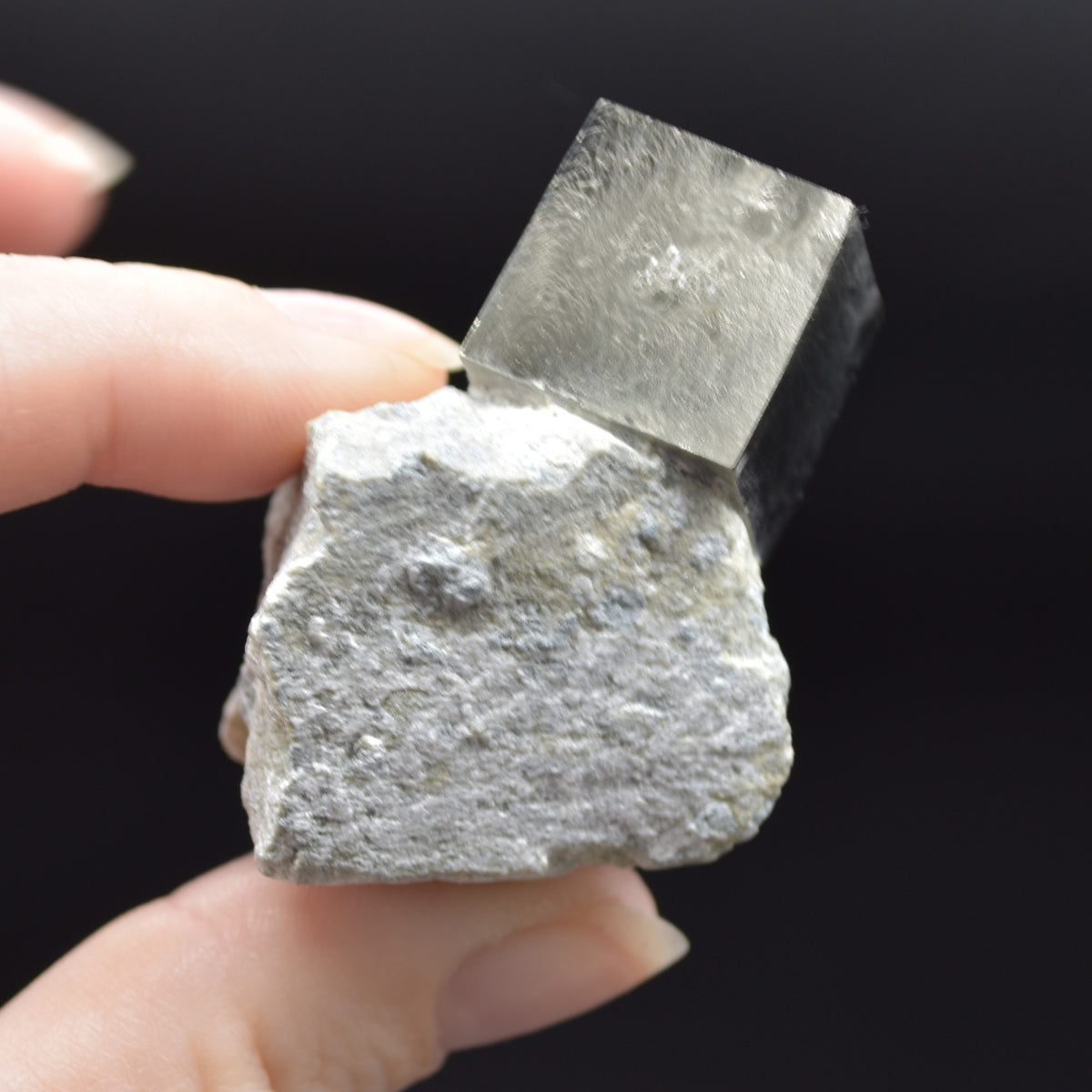 Pyrite Natural Crystal Cube Cluster in Basalt from Navajun, Spain, Fools Gold, 81 grams #21