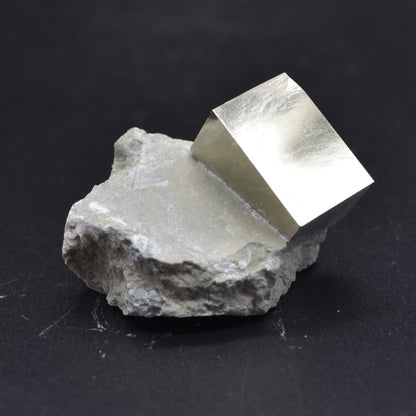 Pyrite Natural Crystal Cube Cluster in Basalt Matrix from Navajun, Spain, Fools Gold, 64 grams #22