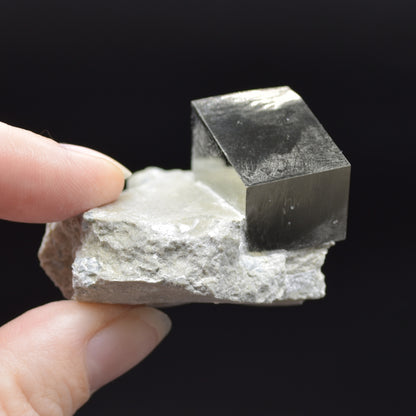 Pyrite Natural Crystal Cube Cluster in Basalt Matrix from Navajun, Spain, Fools Gold, 64 grams #22