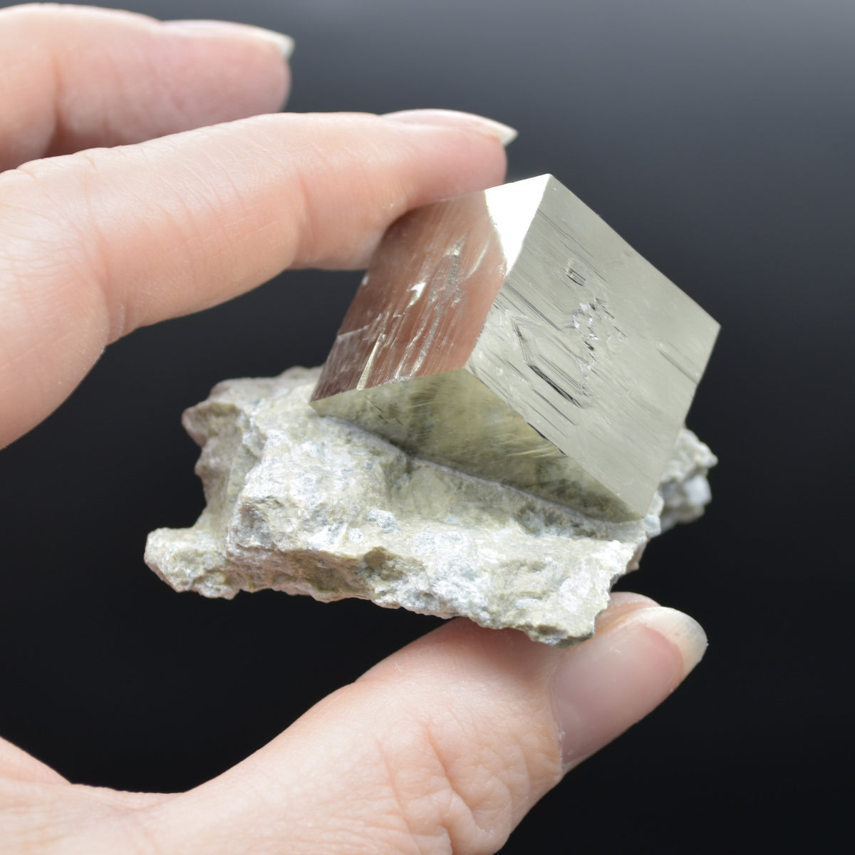 Pyrite Natural Crystal Cube Cluster in Basalt Matrix from Navajun, Spain, Fools Gold, 78 grams #25
