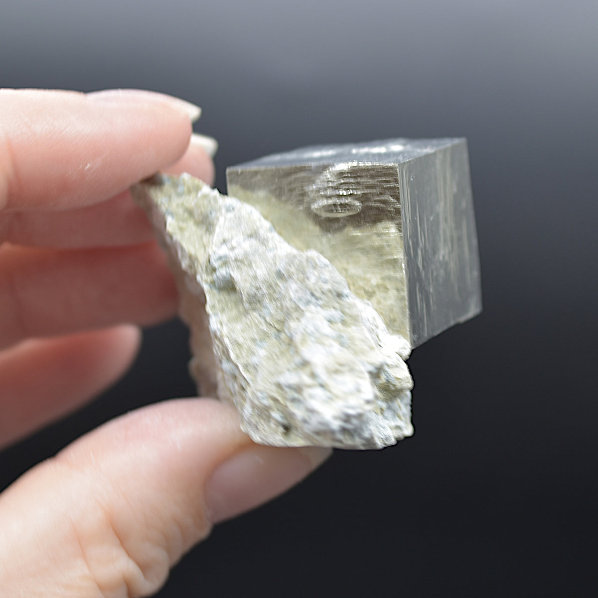 Pyrite Natural Crystal Cube Cluster in Basalt Matrix from Navajun, Spain, Fools Gold, 78 grams #25