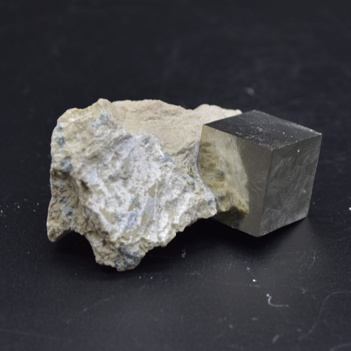 Pyrite Natural Crystal Cube Cluster in Basalt Matrix from Navajun, Spain, Fools Gold, 95 grams #26
