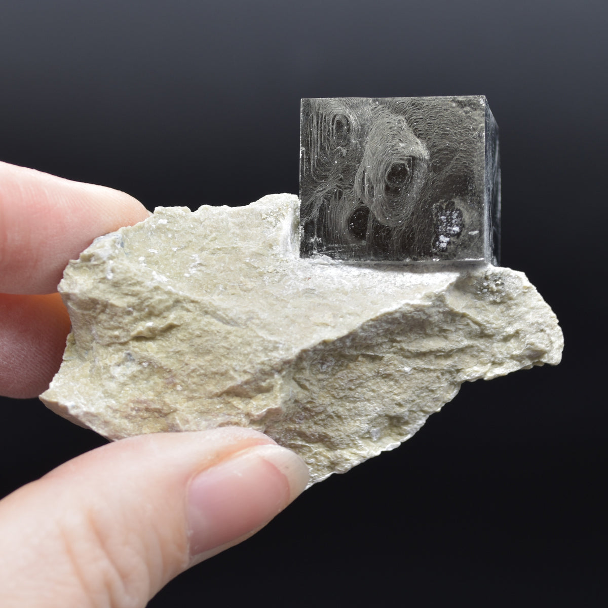 Pyrite Natural Crystal Cube Cluster in Basalt Matrix from Navajun, Spain, Fools Gold, 95 grams #26