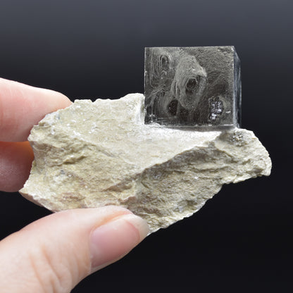 Pyrite Natural Crystal Cube Cluster in Basalt Matrix from Navajun, Spain, Fools Gold, 95 grams #26
