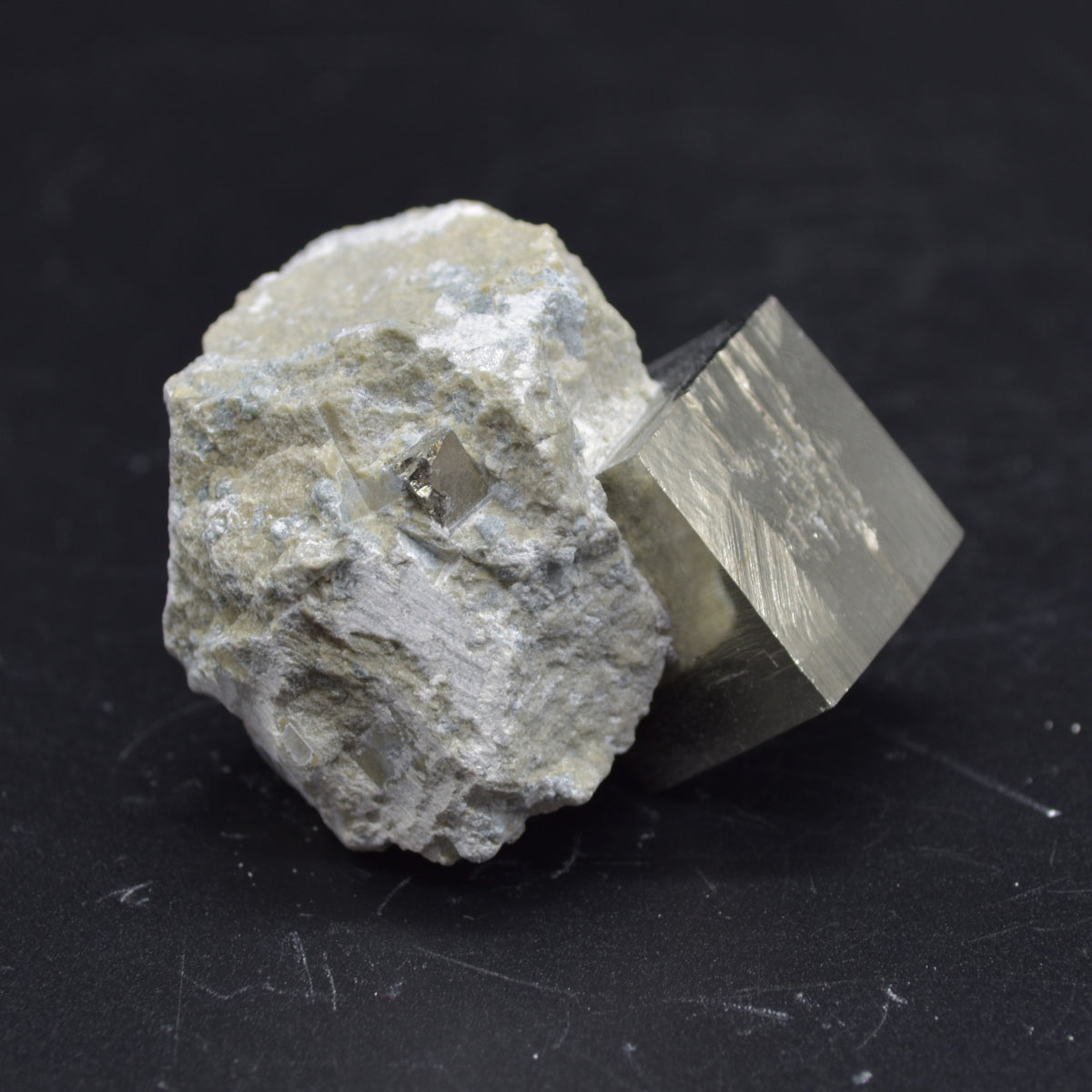 Pyrite Natural Crystal Cube Cluster in Basalt Matrix from Navajun, Spain, Fools Gold, 84 grams #28