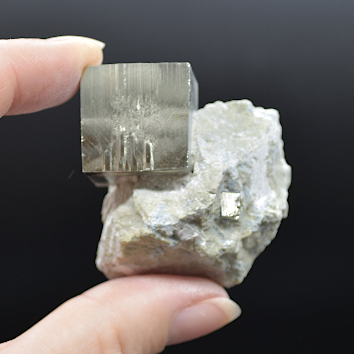 Pyrite Natural Crystal Cube Cluster in Basalt Matrix from Navajun, Spain, Fools Gold, 84 grams #28