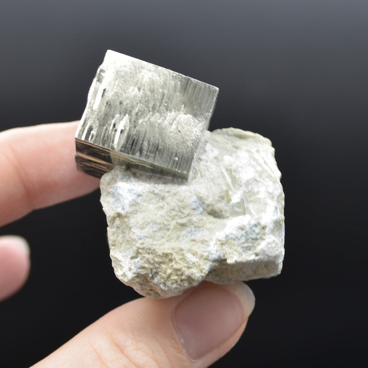 Pyrite Natural Crystal Cube Cluster in Basalt Matrix from Navajun, Spain, Fools Gold, 84 grams #28