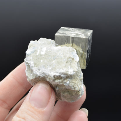 Pyrite Natural Crystal Cube Cluster in Basalt Matrix from Navajun, Spain, Fools Gold, 84 grams #28