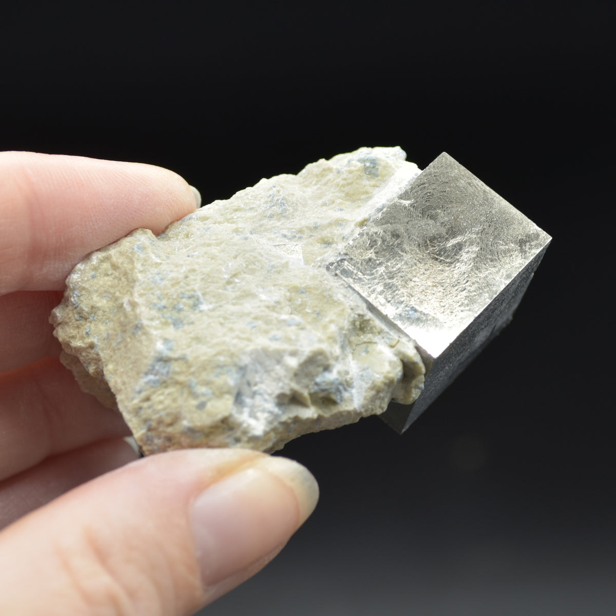 Pyrite Natural Crystal Cube Cluster in Basalt Matrix from Navajun, Spain, Fools Gold, 88 grams #31