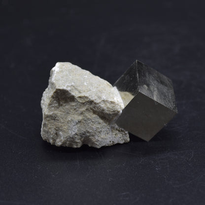 Pyrite Natural Crystal Cube Cluster in Basalt Matrix from Navajun, Spain, Fools Gold, 65 grams #38
