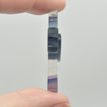 Rainbow Fluorite Crystal Carved Cross With Wings - 4.5cm - #02