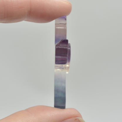 Rainbow Fluorite Crystal Carved Cross With Wings - 5cm - #05