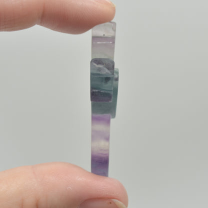 Rainbow Fluorite Crystal Carved Cross With Wings - 4.5cm - #10