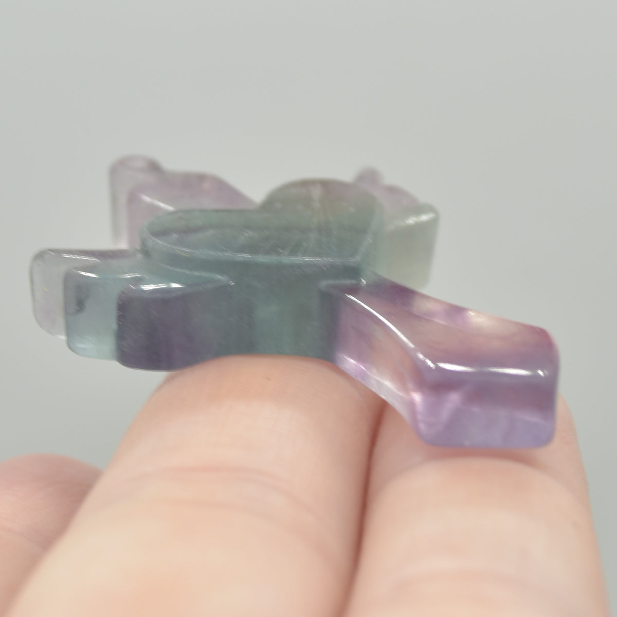 Rainbow Fluorite Crystal Carved Cross With Wings - 4.5cm - #10