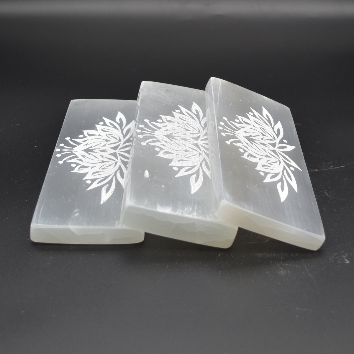 Large Selenite Charging Plate with Lotus Flower - 20cm - 1 Count