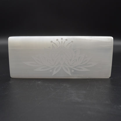 Large Selenite Charging Plate with Lotus Flower - 20cm - 1 Count