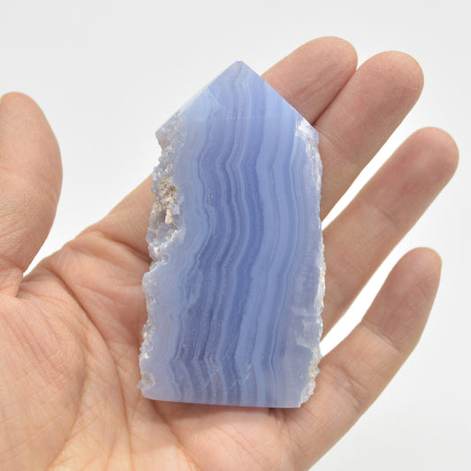 High Quality Blue Lace Agate Tower Point Slice - 6.8cm x 3.7cm x 1.4cm - 73 grams - #01