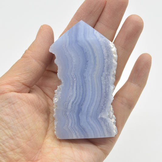High Quality Blue Lace Agate Tower Point Slice - 7.5cm x 4cm x 1.4cm - 89 grams - #06