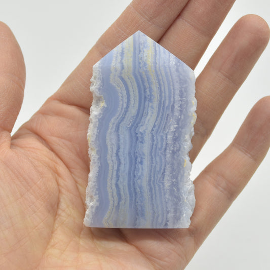 High Quality Blue Lace Agate Tower Point Slice - 6.3cm x 3.5cm x 1.6cm - 72 grams - #08