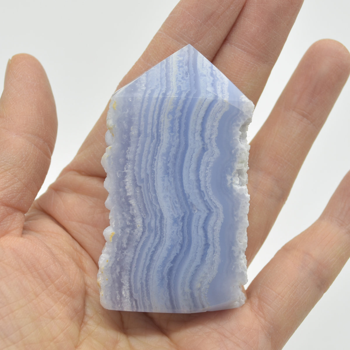High Quality Blue Lace Agate Tower Point Slice - 6.3cm x 3.5cm x 1.6cm - 72 grams - #08